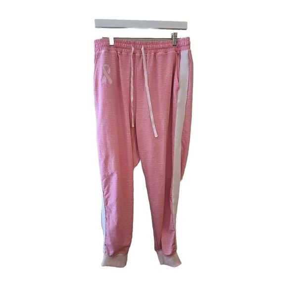 LuLaRoe Pink BCA Breast Cancer Drawstring High Rise Jogger Pants Womans Size XL - Picture 1 of 5
